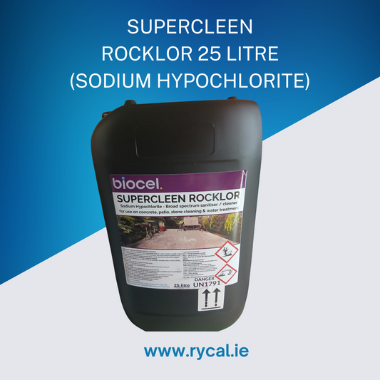 Biocel Superclean Rocklor 25 litre container with blue and white background